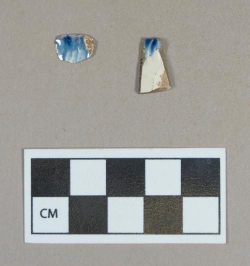 Ceramic, blue shell edge pearlware rim sherds