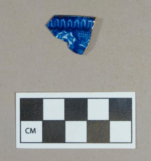 Ceramic, dark blue transfer printed pearlware body sherd