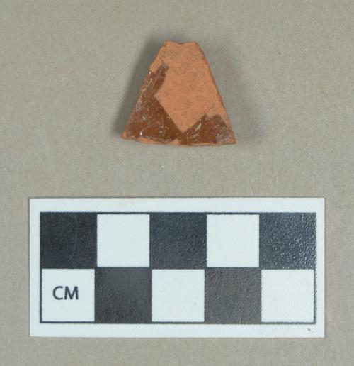 Ceramic, redware body sherd, glazed interior