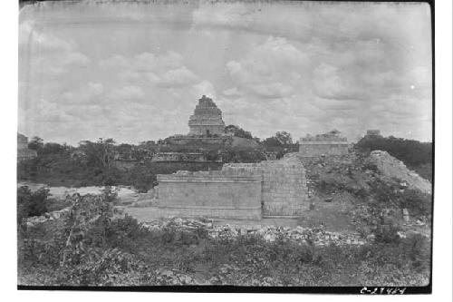 Temple of Wall Panels looking north with Caracol in background