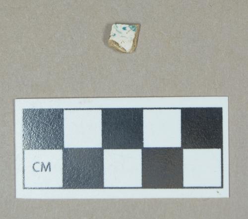 Ceramic, whiteware body sherd with green transfer print