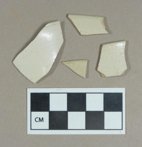 Ceramic, white salt glazed stoneware rim sherds