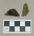 Glass, olive green curved body fragments