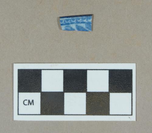 Ceramic, refined earthenware rim sherd, blue transfer print