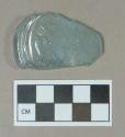 Glass, molded aqua bottle/jar base fragment