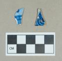 Ceramic, refined earthenware body sherds, blue transfer print