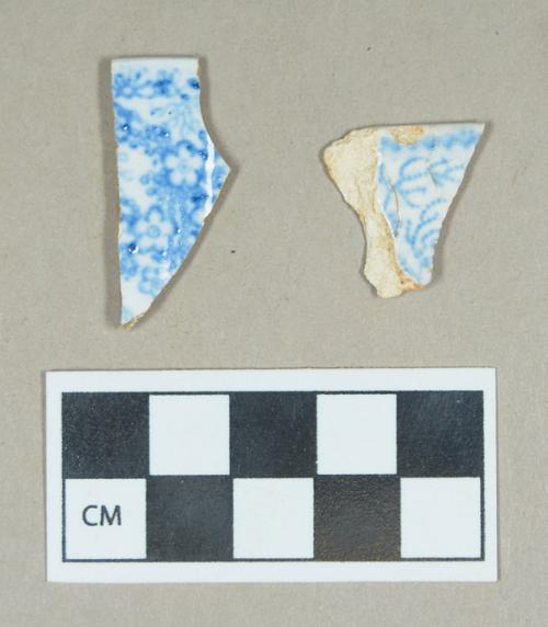 Ceramic, transfer print pearlware rim sherds