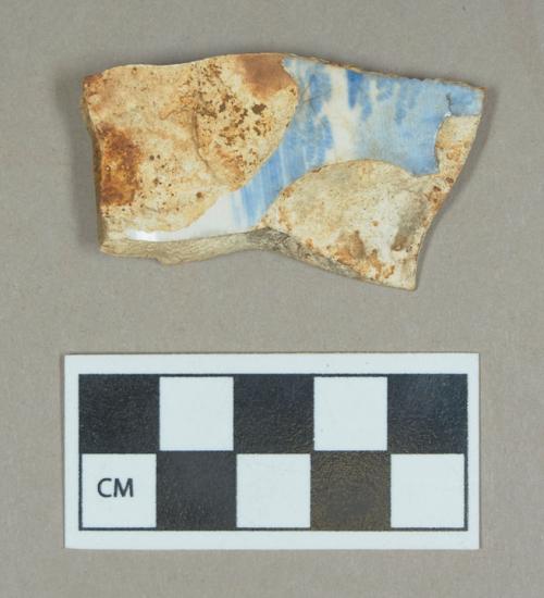 Ceramic, pearlware base sherd, blue transfer print