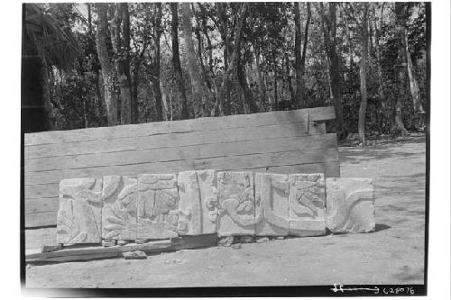 Sculptured stone panel from fill in Temple of Chac Mool