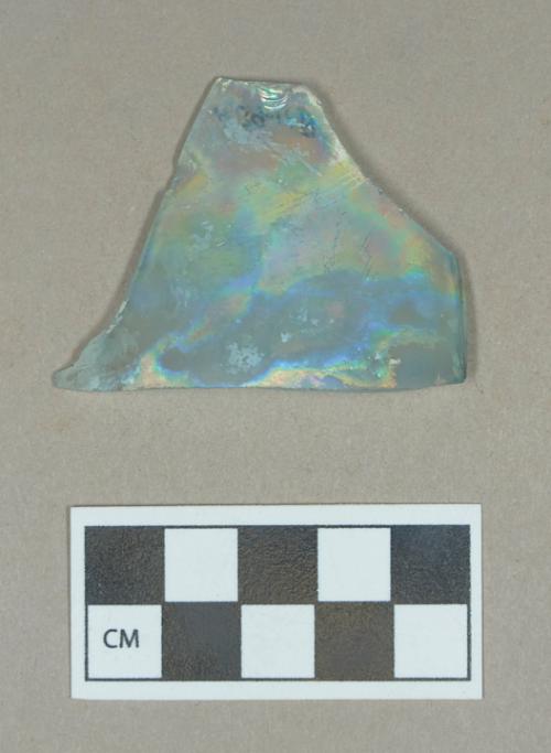 Glass, aqua curved body fragment