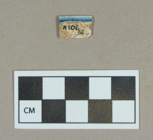 Ceramic, blue decorated pearlware rim sherd