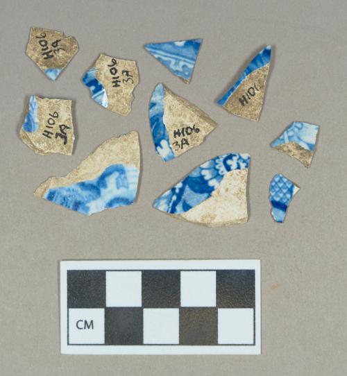 Ceramic, blue transfer printed pearlware body sherds