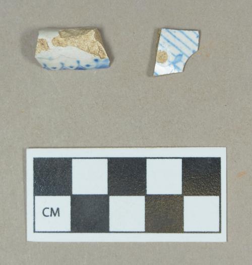 Ceramic, blue transfer printed whiteware body sherds