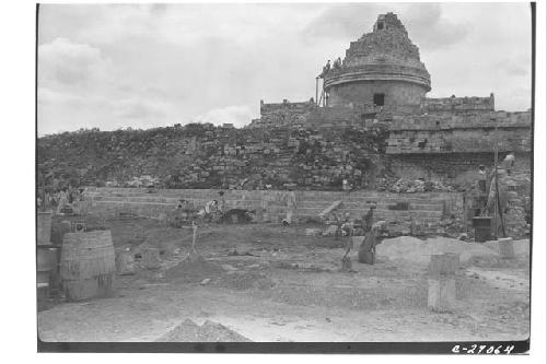 Caracol lower stairway under repair.