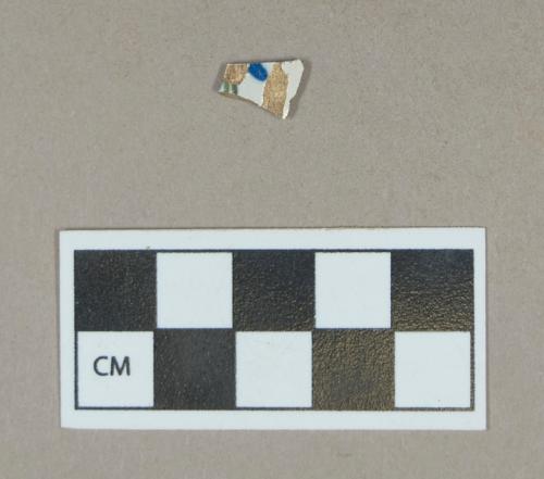 Ceramic, polychrome hand painted pearlware body sherd