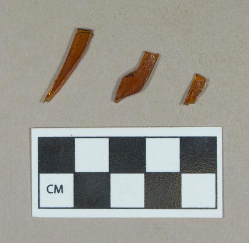 Glass, brown bottle body fragments