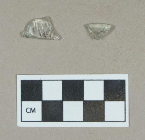 Glass, aqua bottle body fragments