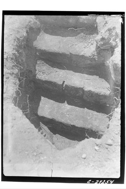 Caracol, W. Annex, buried platform, portion of stairway.