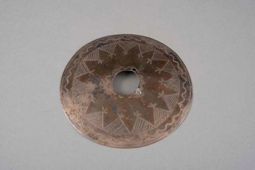 Silver gorget or brooch, 1 of 6. Each has different stamped design