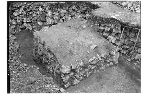 Masonry block in patio at Mercado