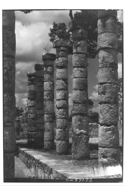 Mercado -  Patio, columns on west side, looking south.