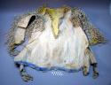 Shirt, fringed, yellow triangular flap front & back of neck opening with blue do