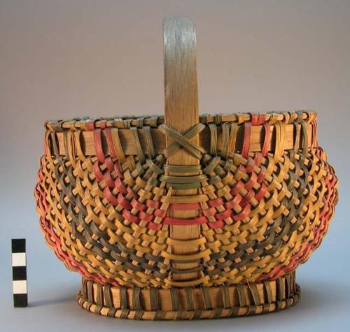 Colorful split ash wickerwork basket with handle