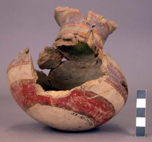 Polychrome pottery jar, horizontal bands