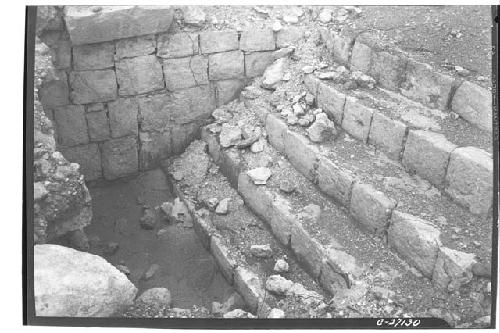 T of Wall panels showing ancient stairway to earlier construction