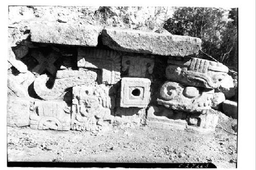 Mask panel of platform supporting Temple of Three Lintels.