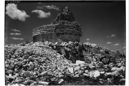 Caracol. Close view. After repair of N. doorway, wall and restoration of 5-membe