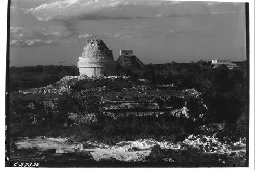 Caracol. Distant view. Castillo in background, looking N.