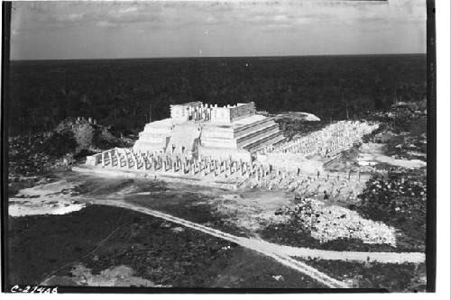 T. of Warriors, bird's eye view from summit of Castillo pyramid, end of 1927 fie