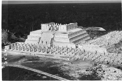 Temple of Warriors, bird's eye view from summit of Castillo pyramid, end of 1927