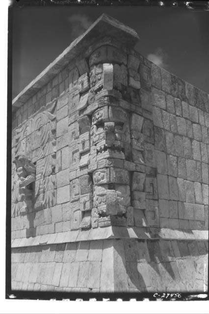 Mask panels at the southwest corner of the Temple of Warriors