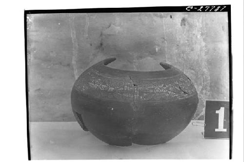 Carved fine orange bowl, white slip - Temple of Initial Series S. court (?)