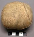 Ball for common ball game. Buckskin cover. Stuffed with milkweed down.
