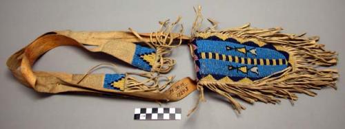 Woman's pouch of skin with beaded decoration