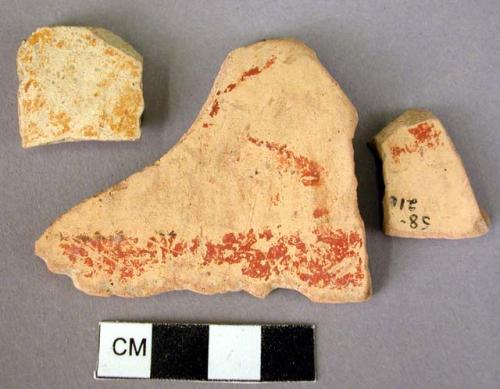 Ceramic body sherds, faded polychrome, geometric design