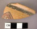 Rim potsherd - matt painted polychrome on yellow minyan