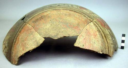 Restored sherd of polychrome pottery vessel