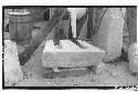 Caracol. Making grooves in stone block so as to fit over steel I-beams used in l