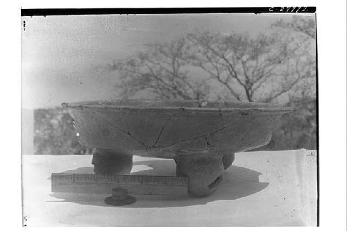 Tripod bowl, polished redware - Temple of Interior Columns and House of Grinding