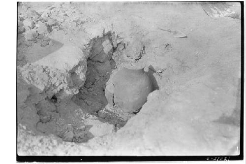 Bowl buried on north side lower terrace at Caracol