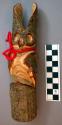 Wood carving in sumac of an owl. 20 cm. h. x 4.5 cm. dia.