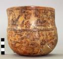 Ceramic partial jar, polychrome, figurative motif