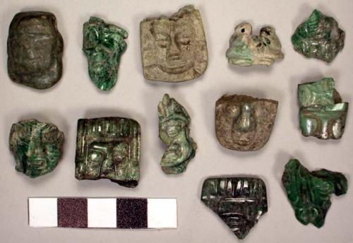 Fragment of jade human head - thickness, 15.5 mm.; width, 20 mm.