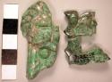 Fragment of jade silhouette plaque, crouching animal - 35, 27, 6 mm.