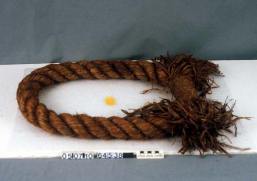 Neck ring made of roped cedar bark (no core) and eagle down.