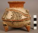 Pottery vessel, tripod, animal